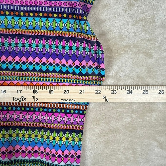 Anne Cole Colorful Sheer Ruched Geometric Print Swimsuit Cover Up Dress Size‎ S - Picture 7 of 8